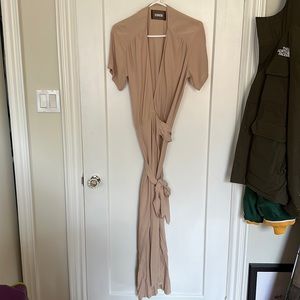 Reformation long wrap dress size S rose taupe